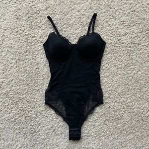 DKNY Intimates Women’s Black Thong Lace Trim Teddy - Size 32C